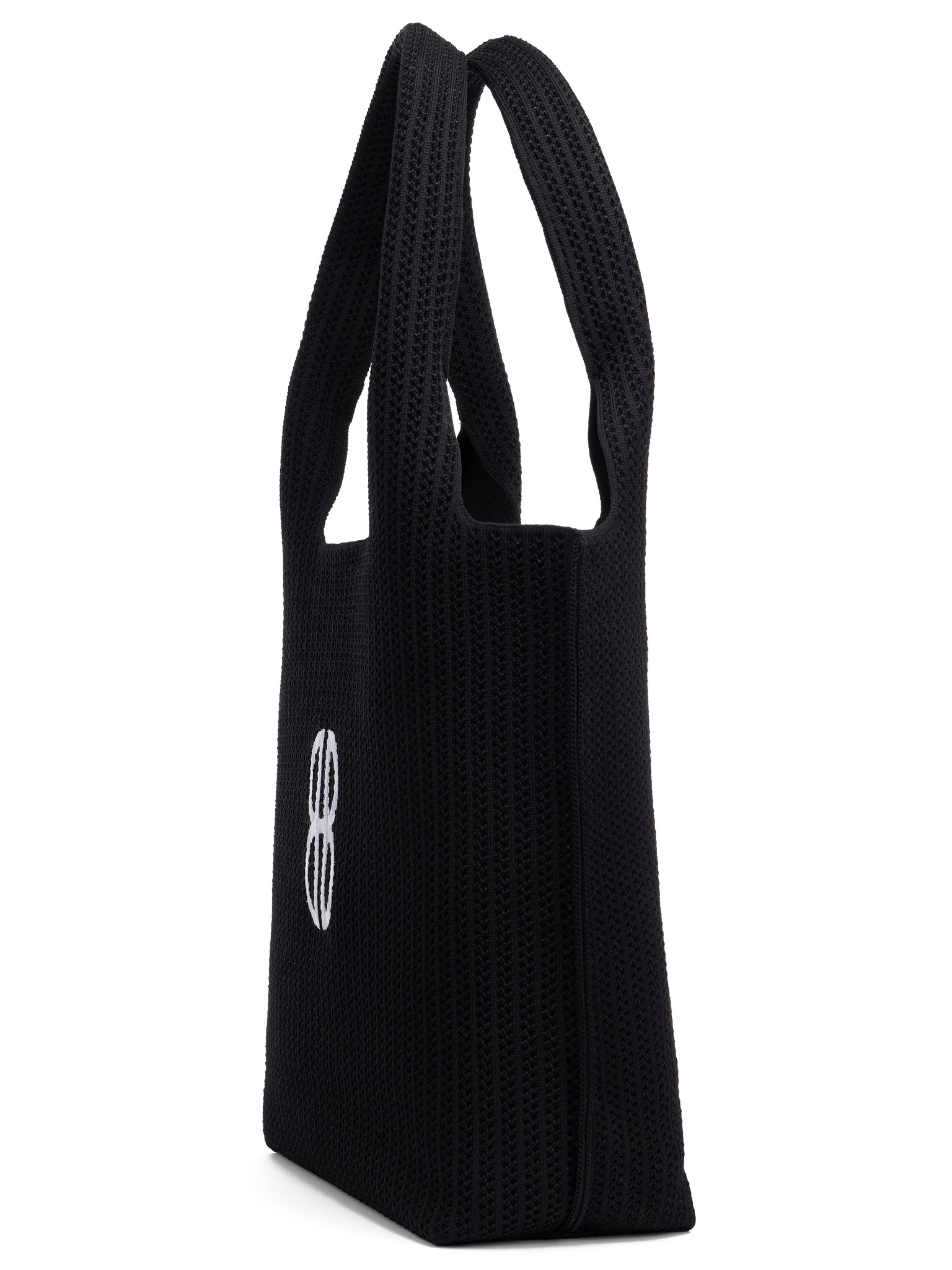 Sutton City Tote - Black Stripe Monogram seen from the side