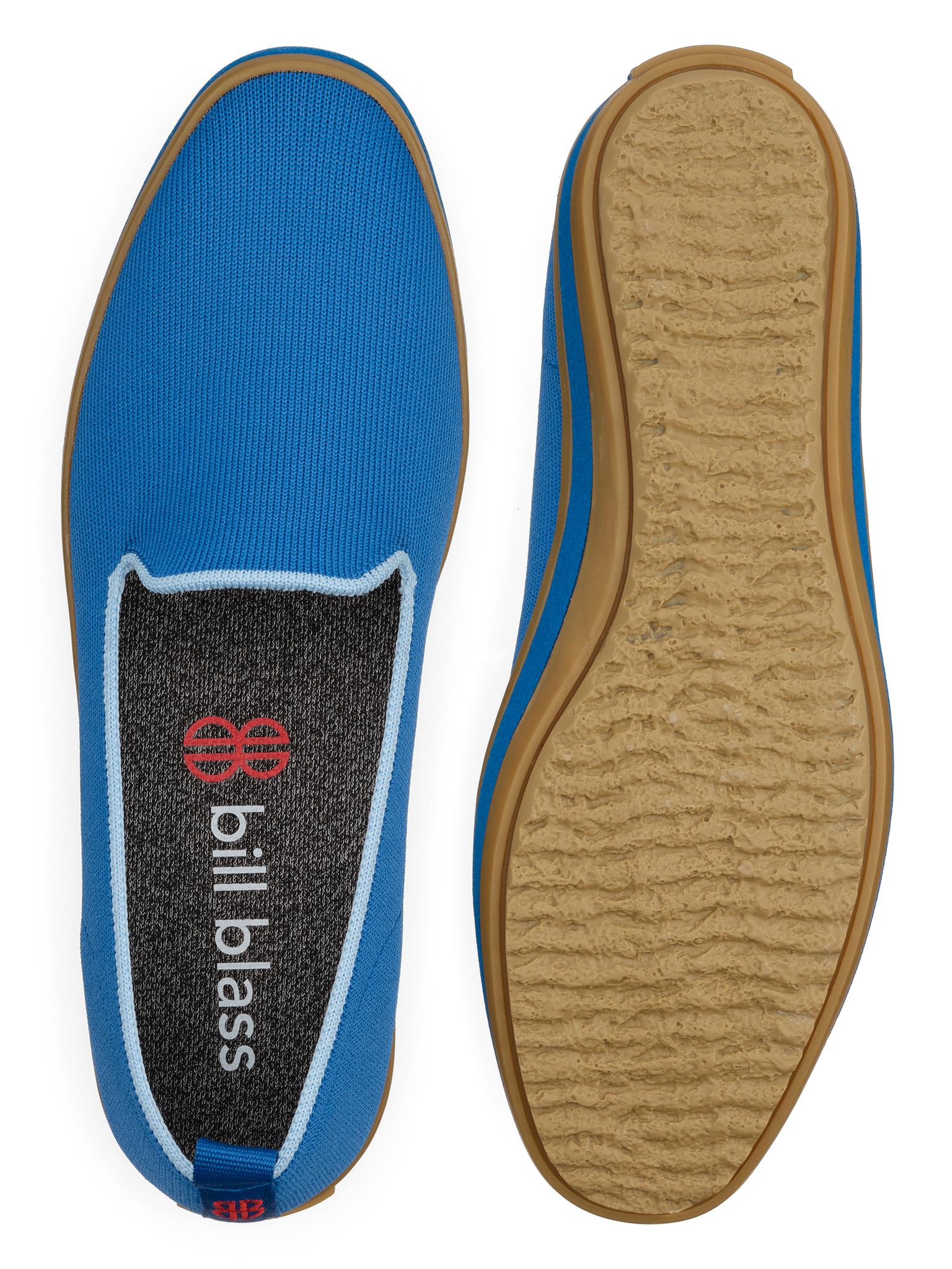 Sutton Knit Slip On and sole seen from above - Sea Blue