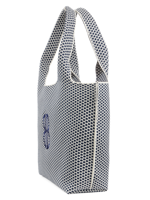 Sutton City Tote - Navy Diamond Monogram seen from the side