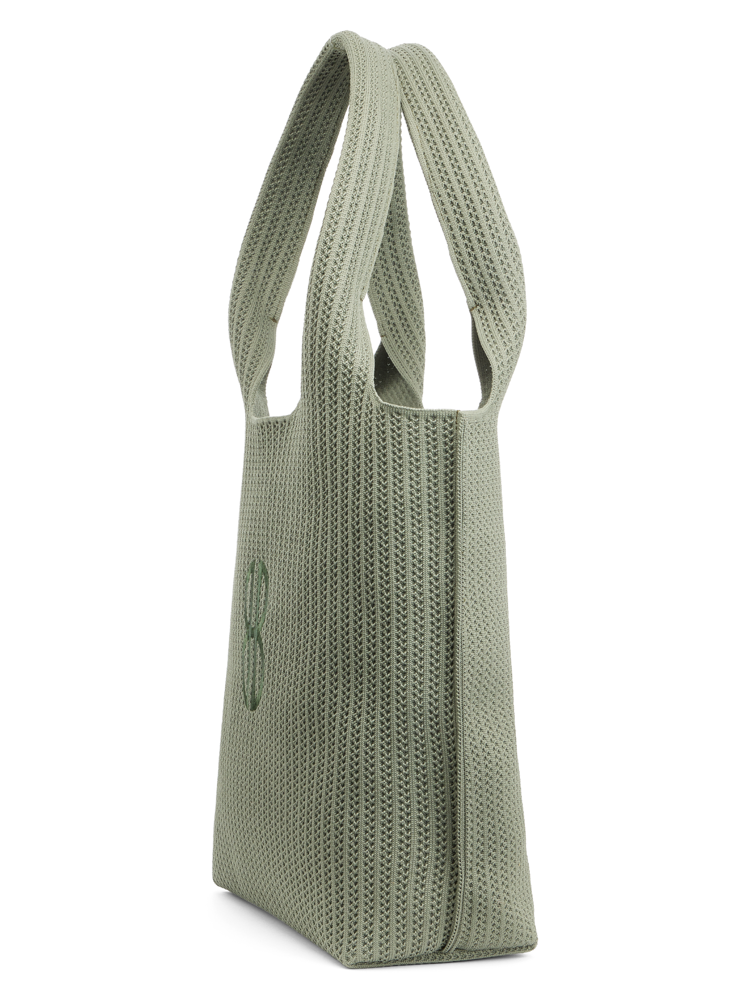 Sutton City Tote - Sage Stripe Monogram seen from the side