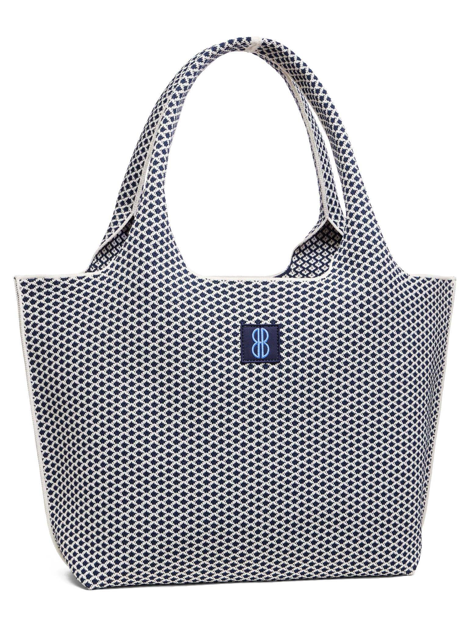 Navy Diamond tote seen from the front