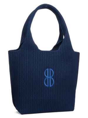 Sutton City Tote - Navy Stripe Monogram seen from the other front