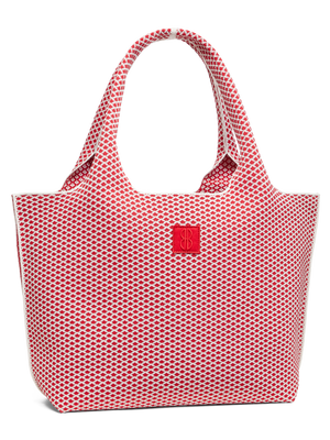 Red Diamond tote seen from the front