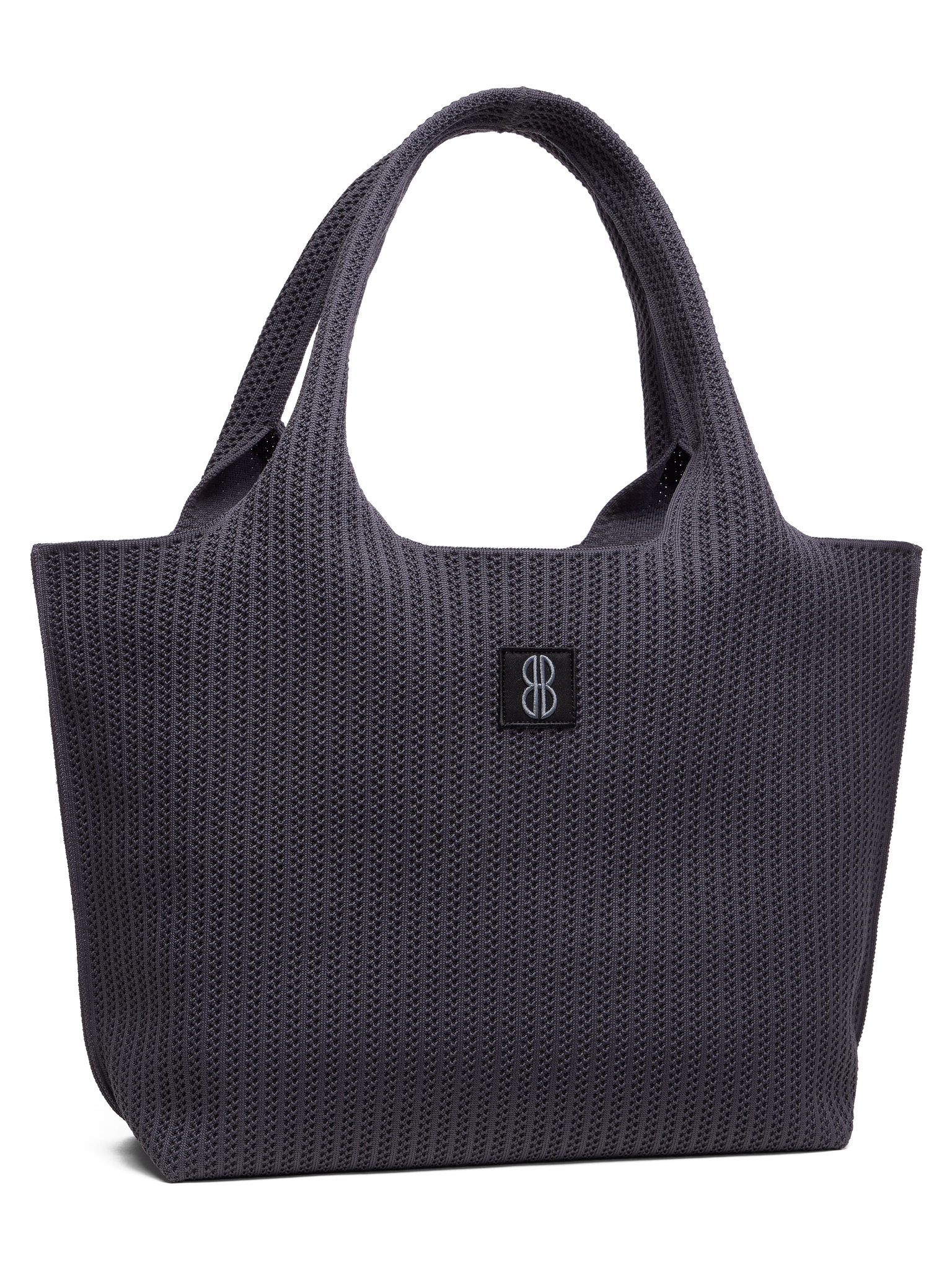 Charcoal Stripe tote seen from the front