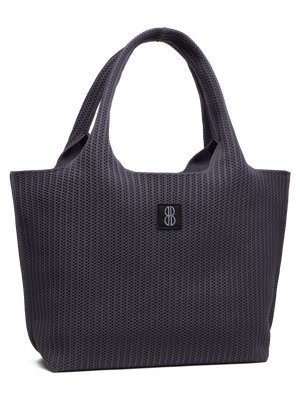 Charcoal Stripe tote seen from the front