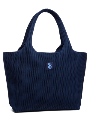 Navy Stripe tote seen from the front