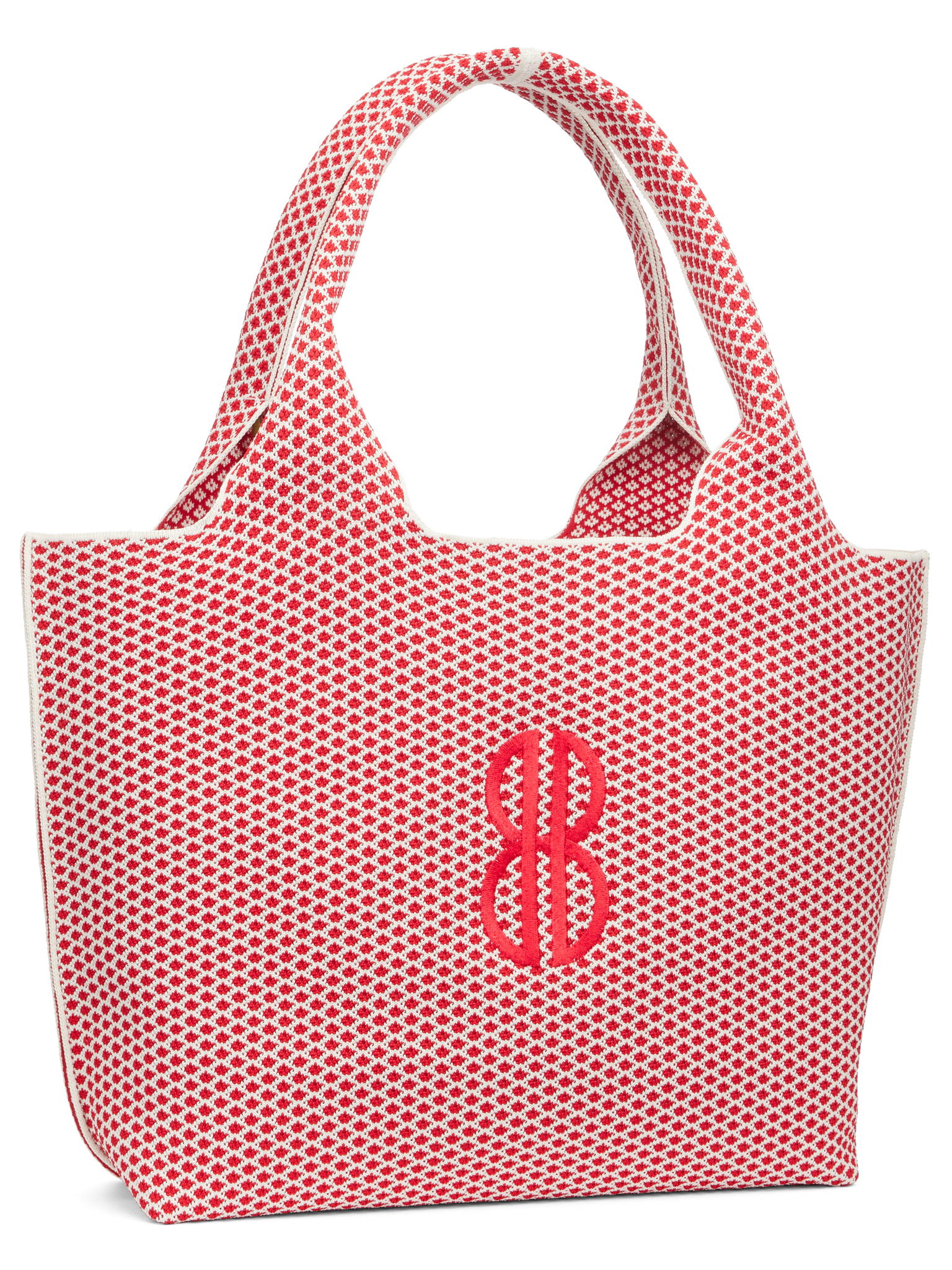 Sutton City Tote - Red Diamond Monogram seen from the other front