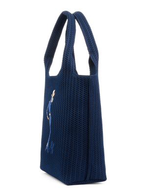 Sutton City Tote - Navy Stripe seen from the side