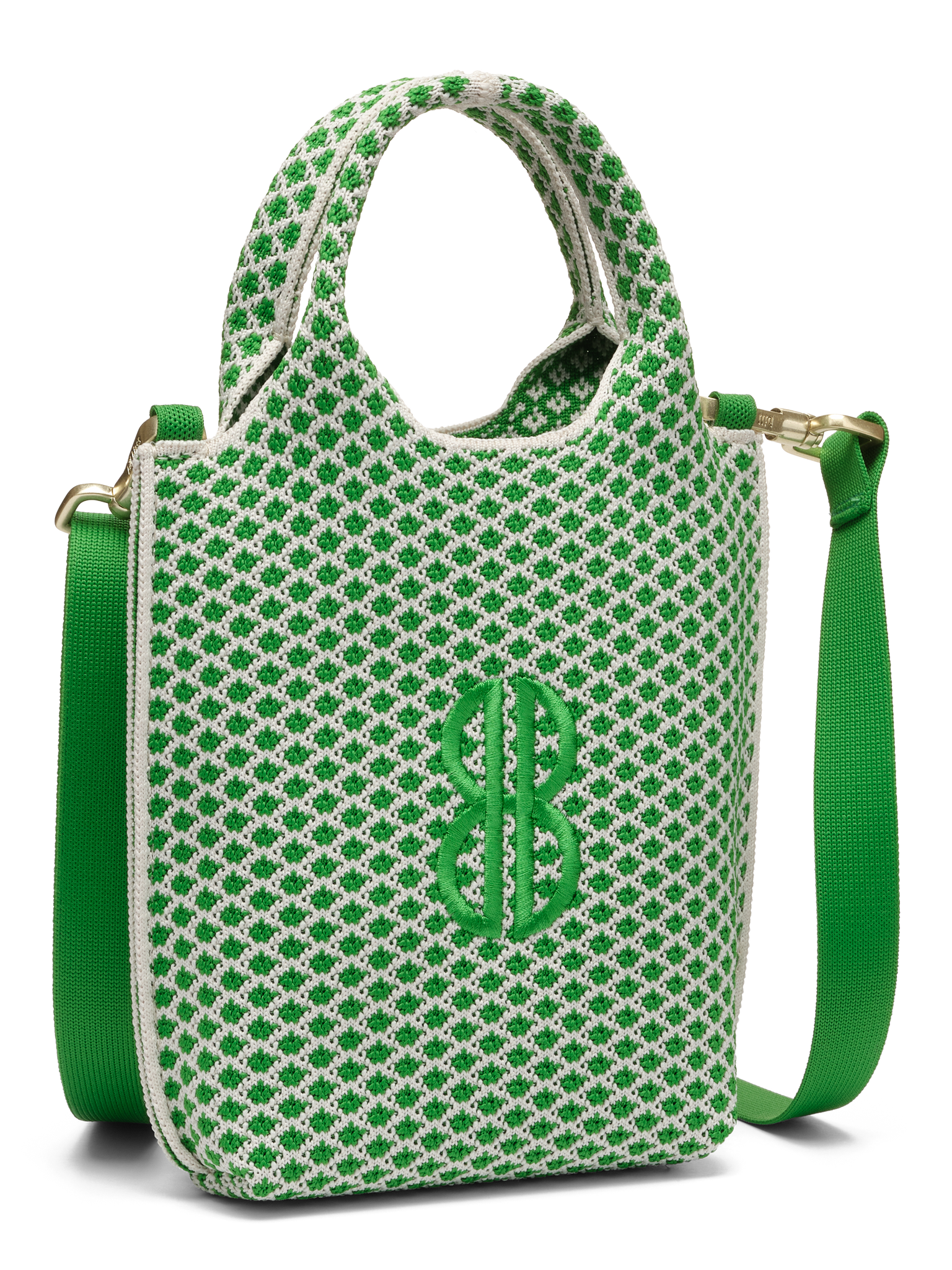 Sutton City Tote - Parakeet Green Diamond seen from the other front