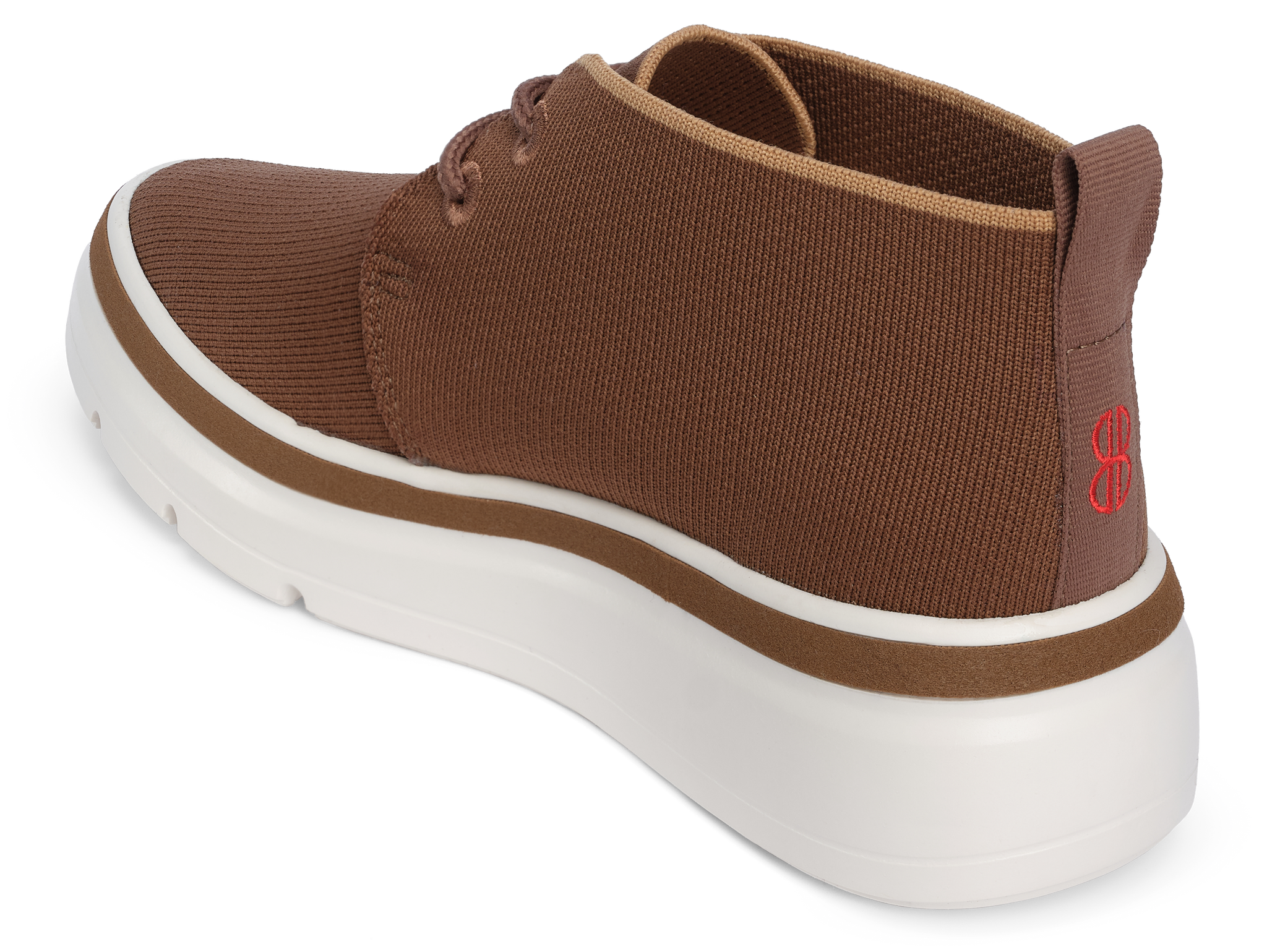 Mid Top Knit Sneaker seen from the behind - Coffee
