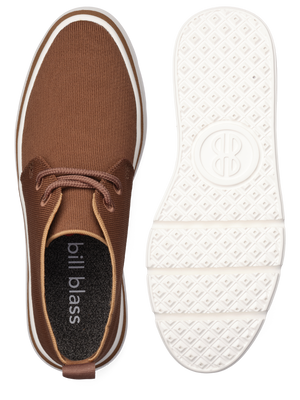Mid Top Knit Sneaker and sole seen from above - Coffee