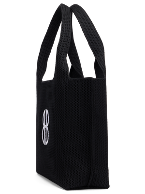 Sutton City Tote - Black Stripe Monogram seen from the side