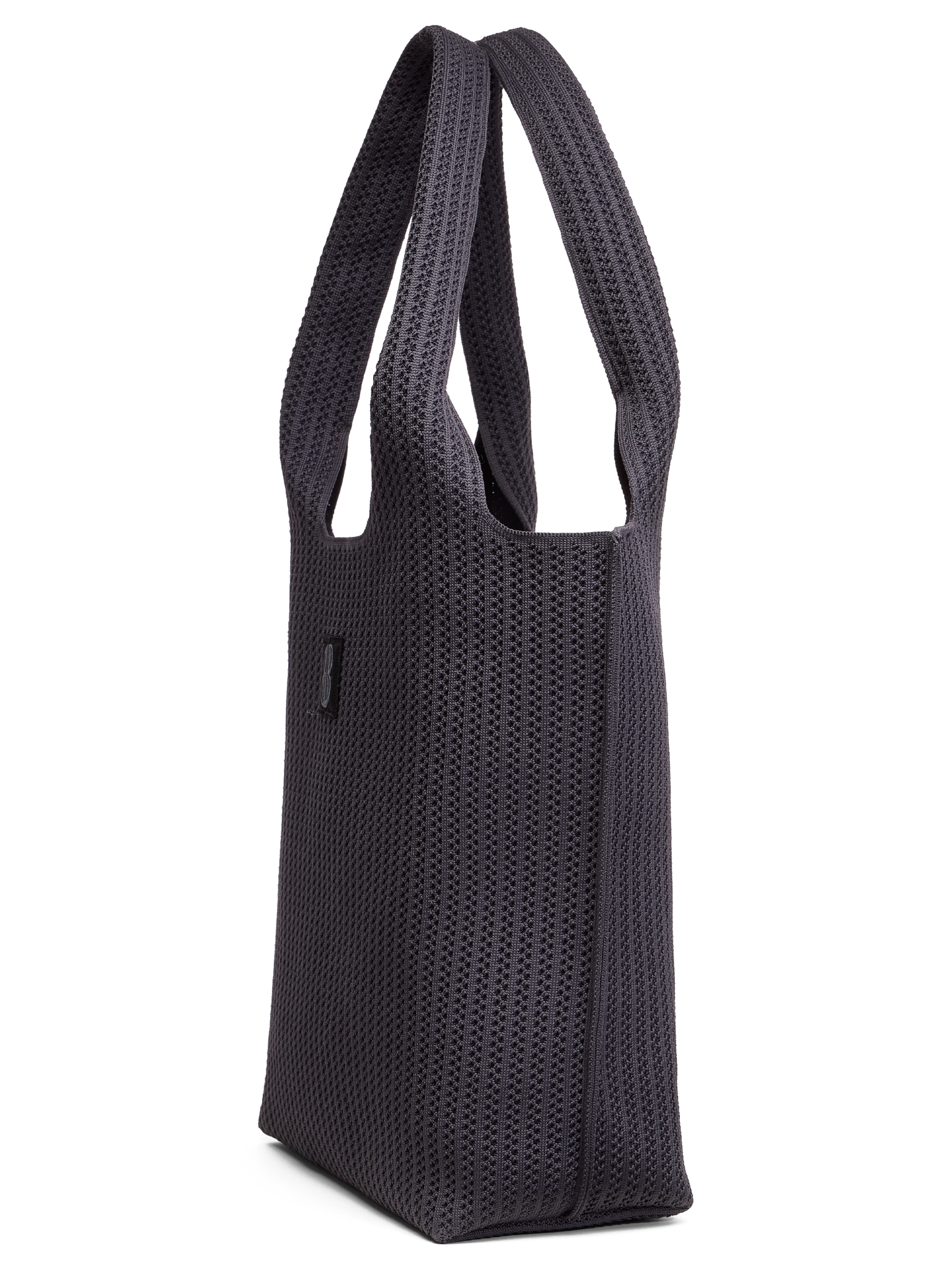 Charcoal Stripe Tote seen from the side