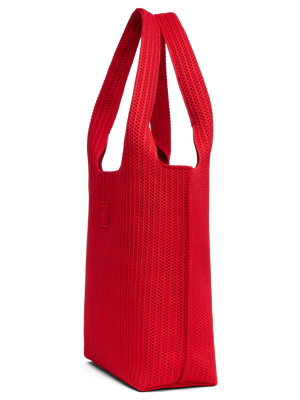 Red Stripe Tote seen from the side