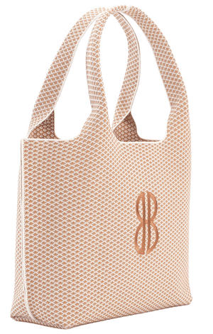 Sutton City Tote - Buckthorn Diamond Monogram / Detachable Metal Chain seen from the side