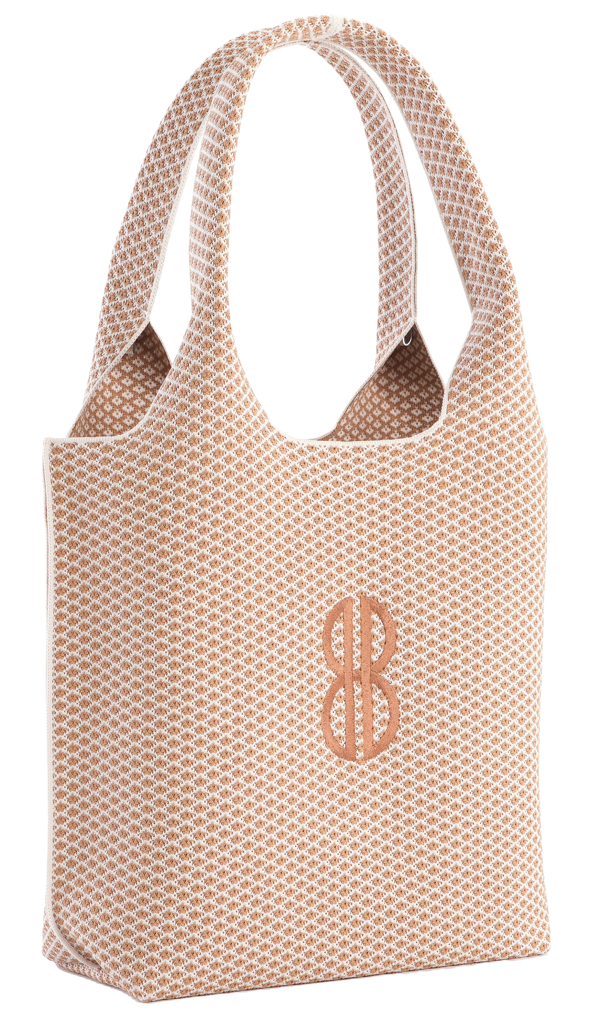 Sutton City Tote - Buckthorn Diamond Monogram / Detachable Metal Chain seen from the side