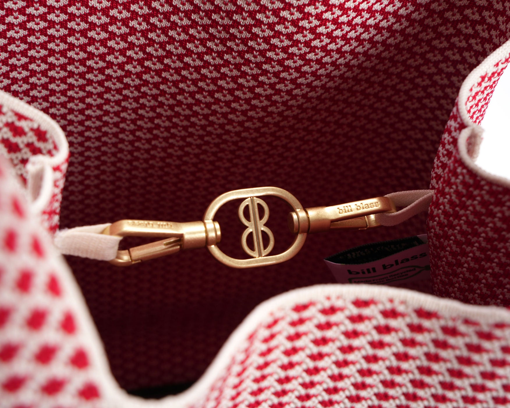 Sutton City Tote - Red Diamond Monogram / Detachable Metal Chain seen from above