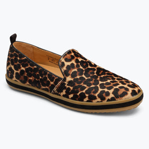 Sutton Suede Slip On seen from the front - Leopard Hair Calf