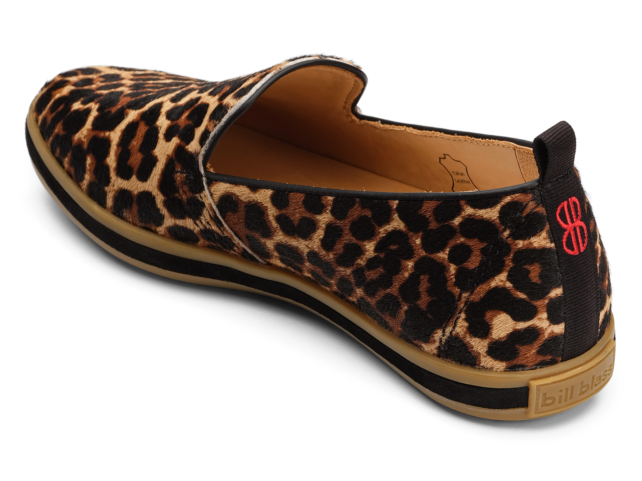 Sutton Suede Slip On seen from behind - Leopard Hair Calf