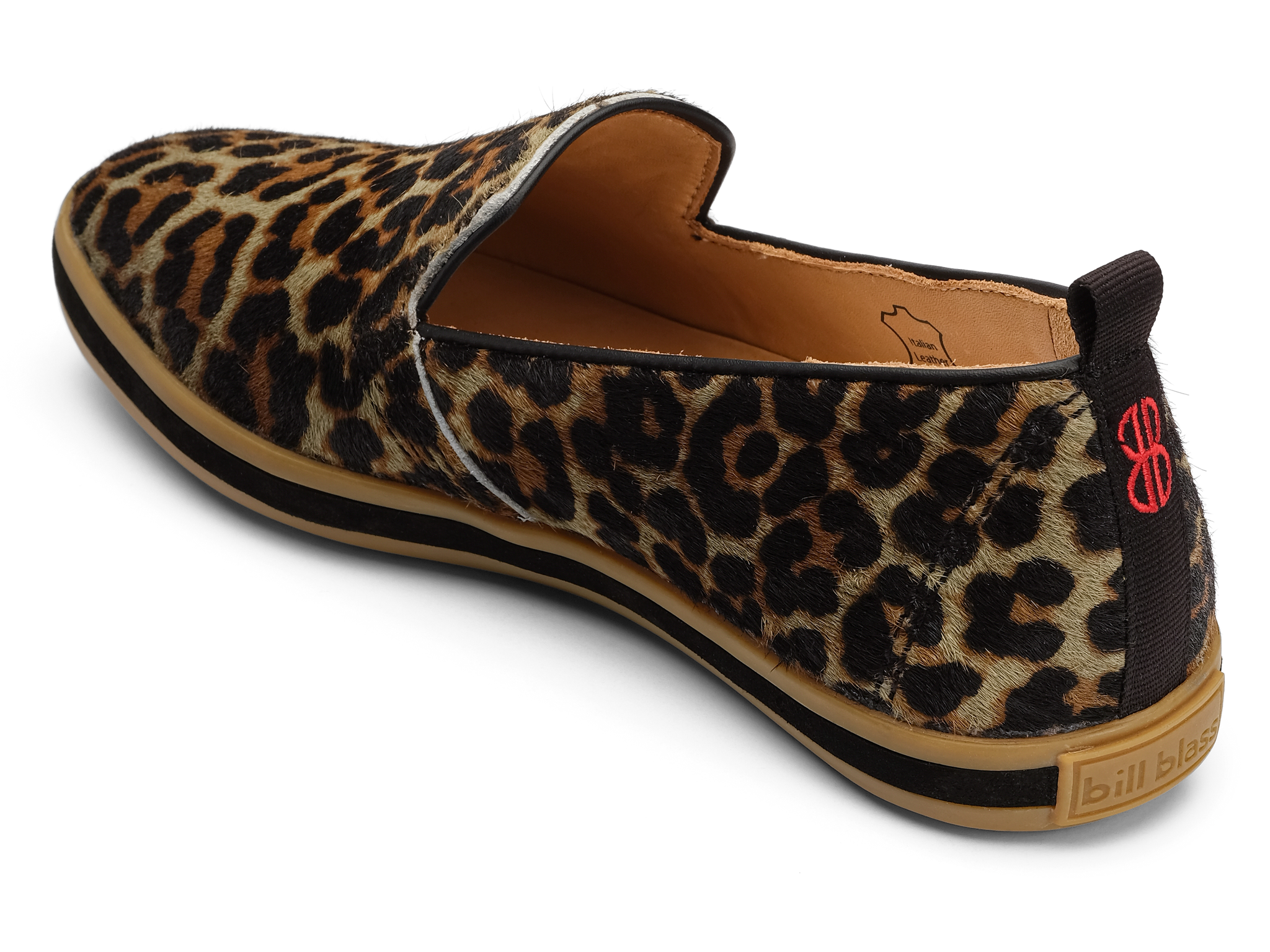 Sutton Slip On seen from behind - Sage Leopard Hair Calf