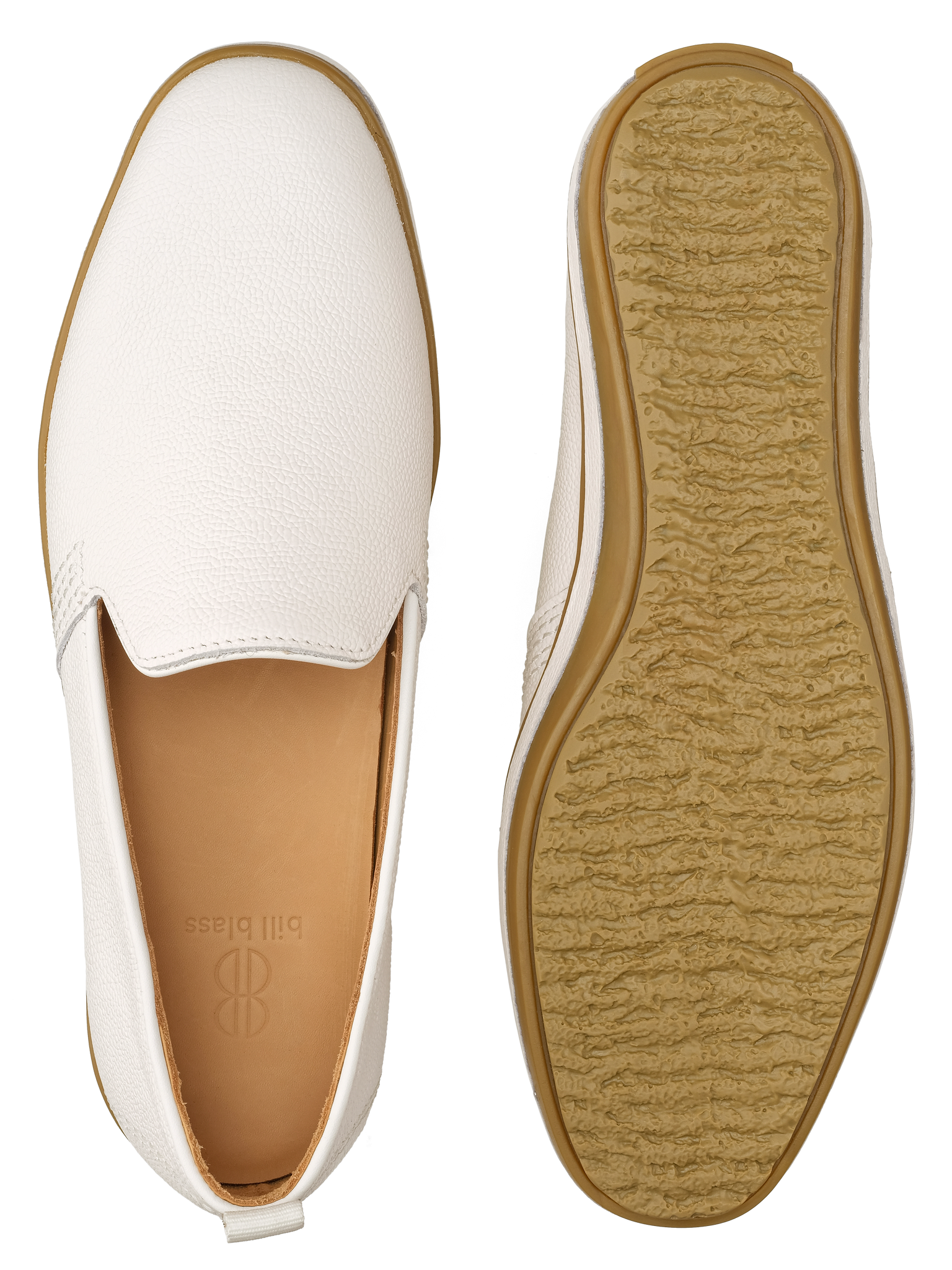 Sutton Leather Slip On and sole seen from above - White