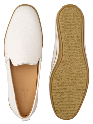 Sutton Leather Slip On and sole seen from above - White