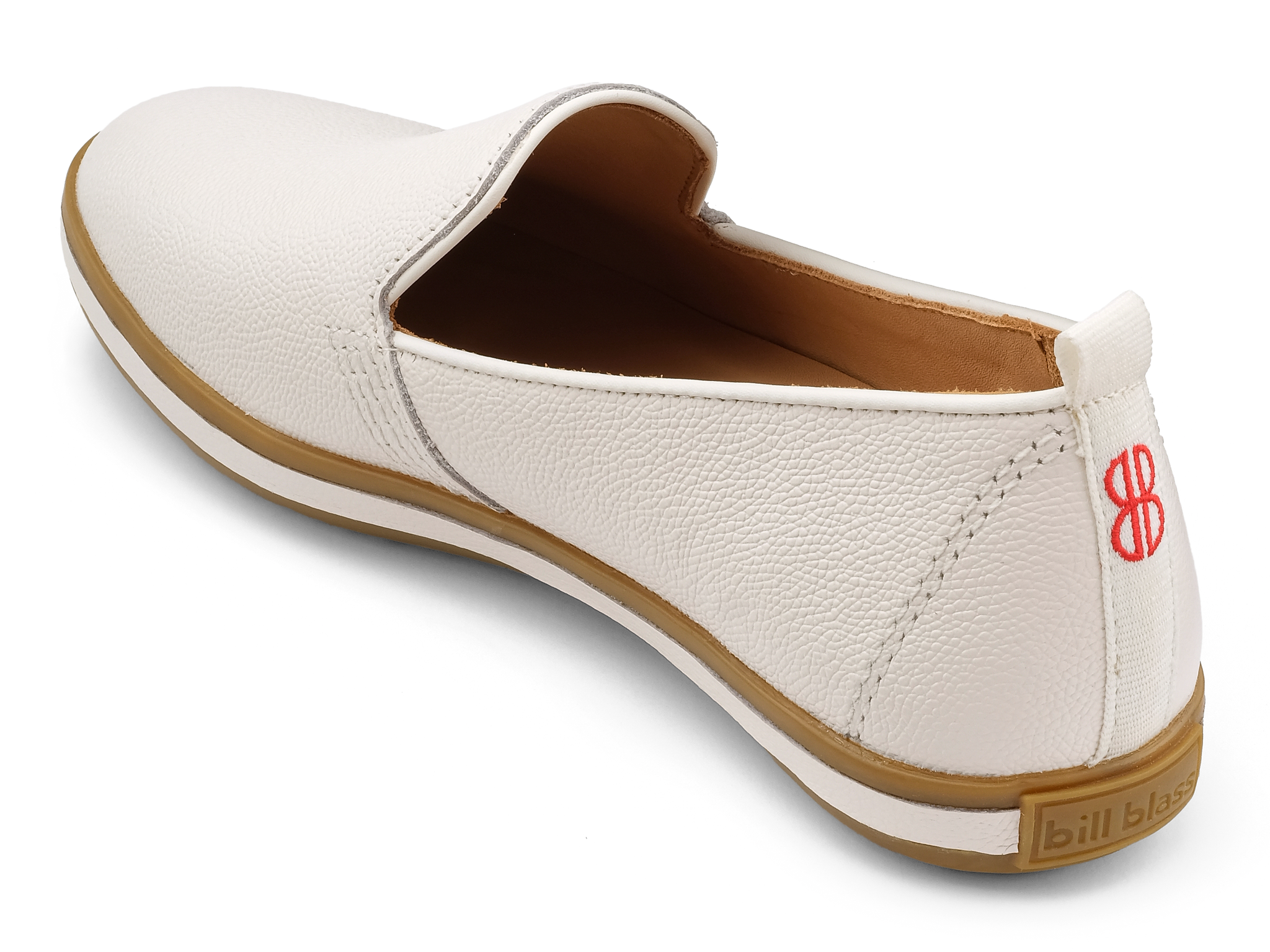 Sutton Leather Slip On seen from behind - White