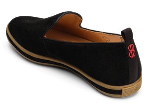 Sutton Suede Slip On seen from behind - Black