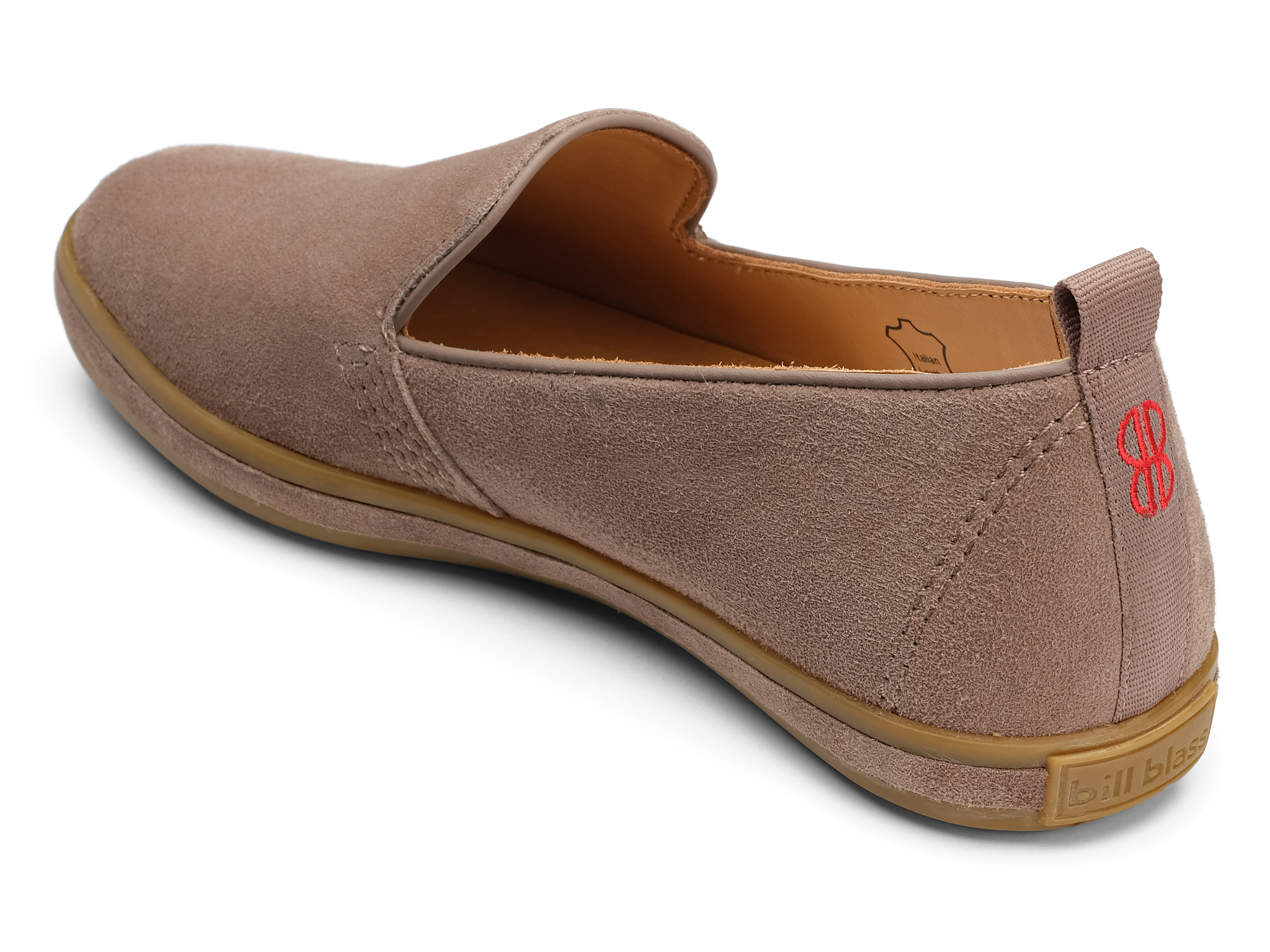 Sutton Suede Slip On seen from behind - Stone Grey