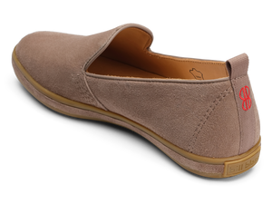 Sutton Suede Slip On seen from behind - Stone Grey