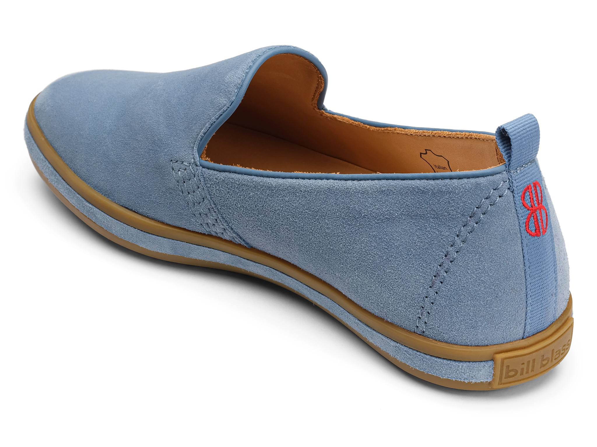 Sutton Suede Slip On seen from behind - Lagoon Blue