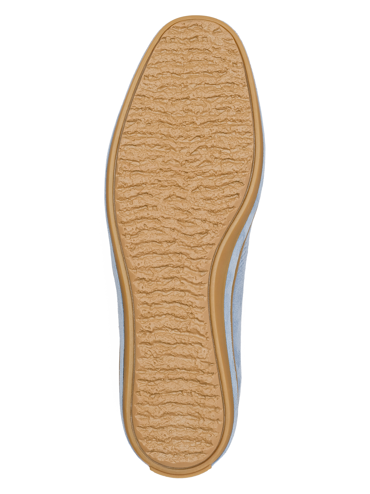 Sutton Suede Slip On and sole seen from above - Lagoon Blue