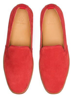 Sutton Suede Slip On seen from above - Red