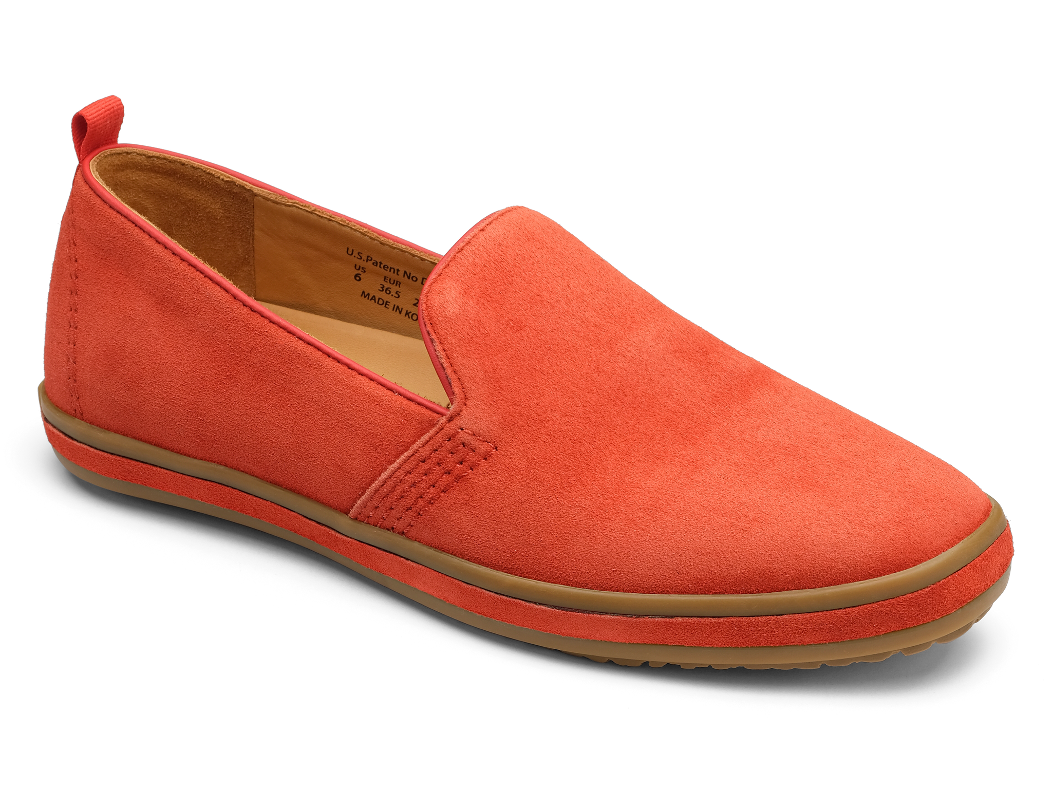 Sutton Suede Slip On seen from the front - Cherry Tomato