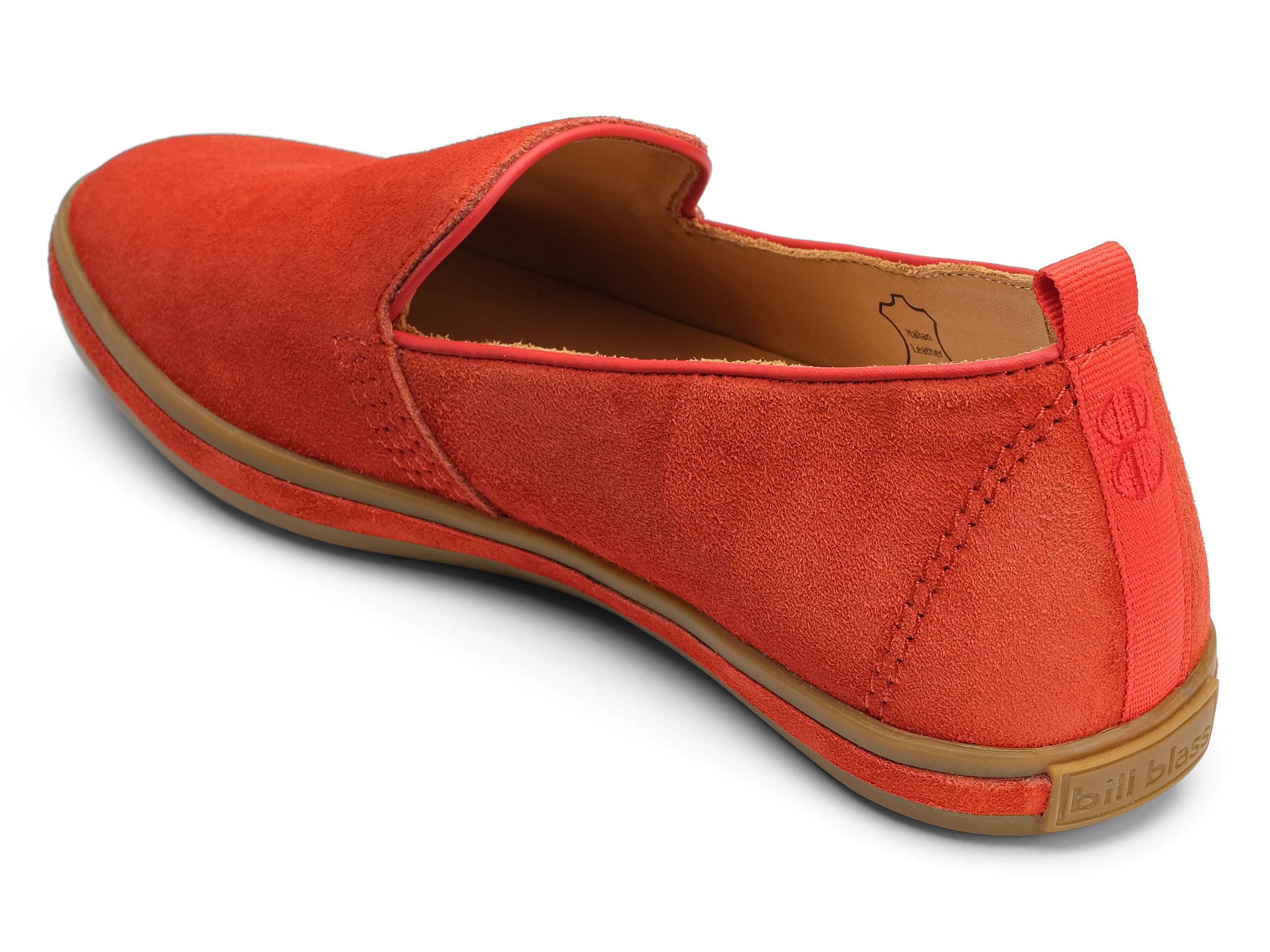 Sutton Suede Slip On seen from behind - Cherry Tomato