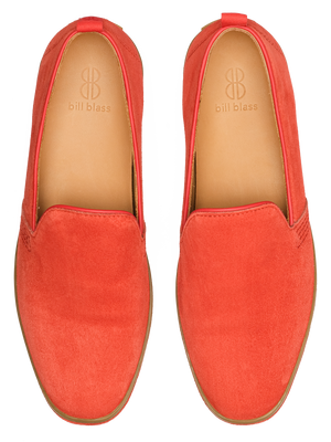 Sutton Suede Slip On seen from above - Cherry Tomato