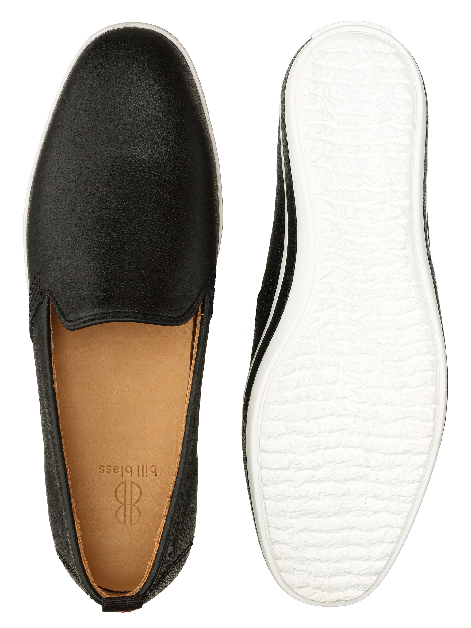 Sutton Leather Slip On and sole seen from above - Black