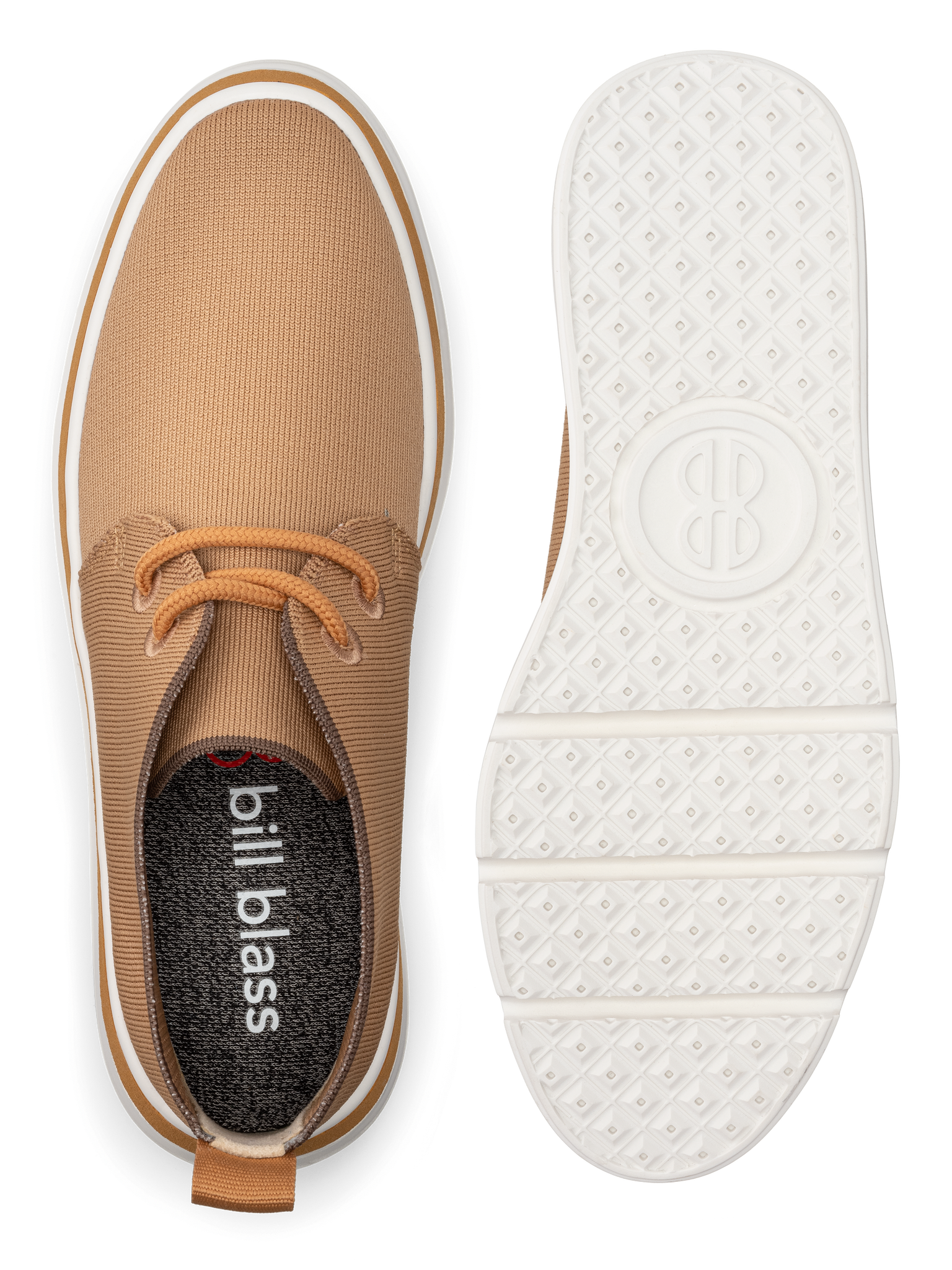 Mid Top Knit Sneaker and sole seen from above - Buckthorn