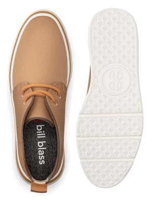 Mid Top Knit Sneaker and sole seen from above - Buckthorn