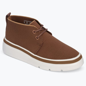 Mid Top Knit Sneaker seen from the front - Coffee