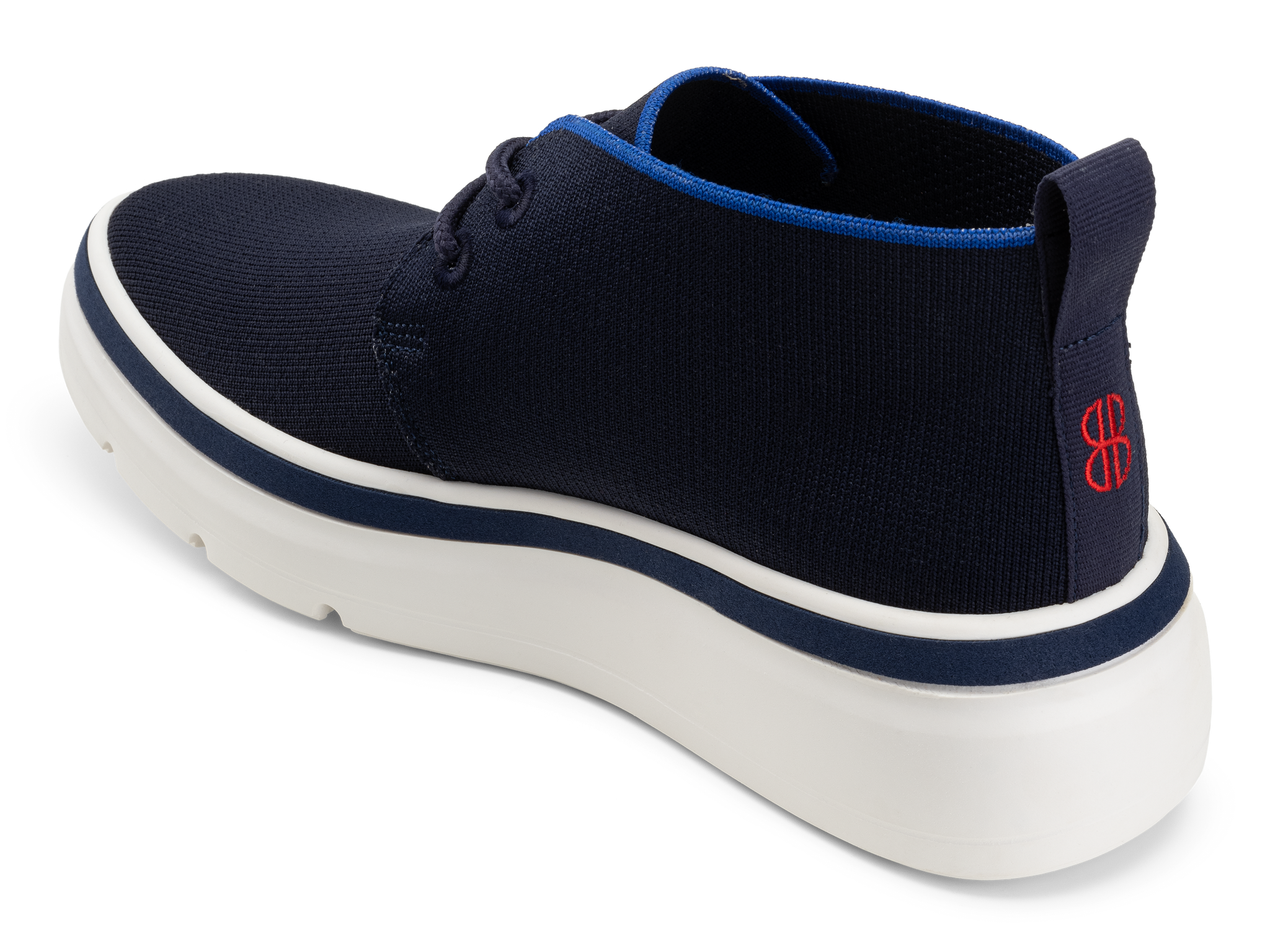 Mid Top Knit Sneaker seen from behind  - Midnight
