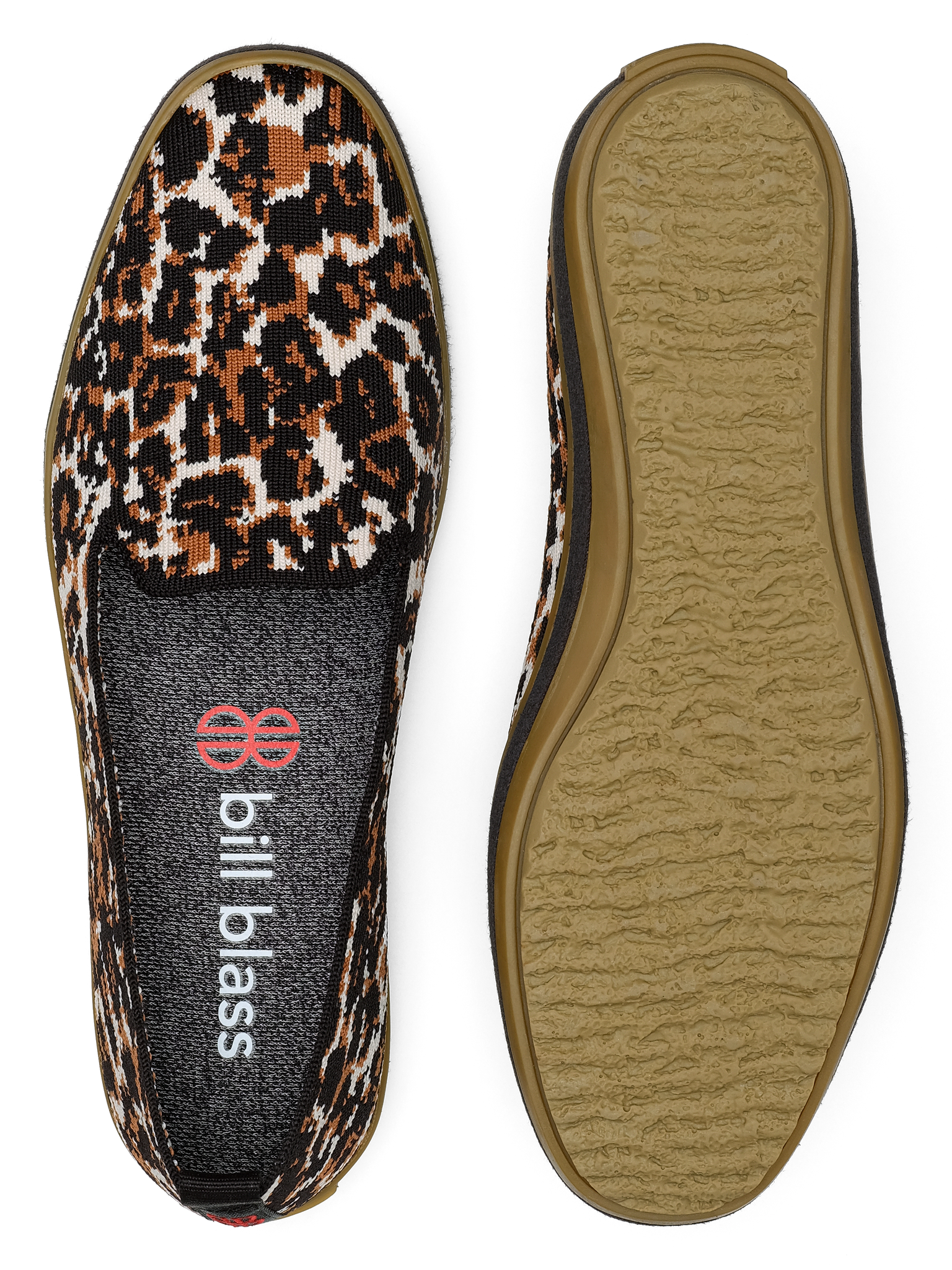 Sutton Knit Slip On and sole seen from above - Leopard