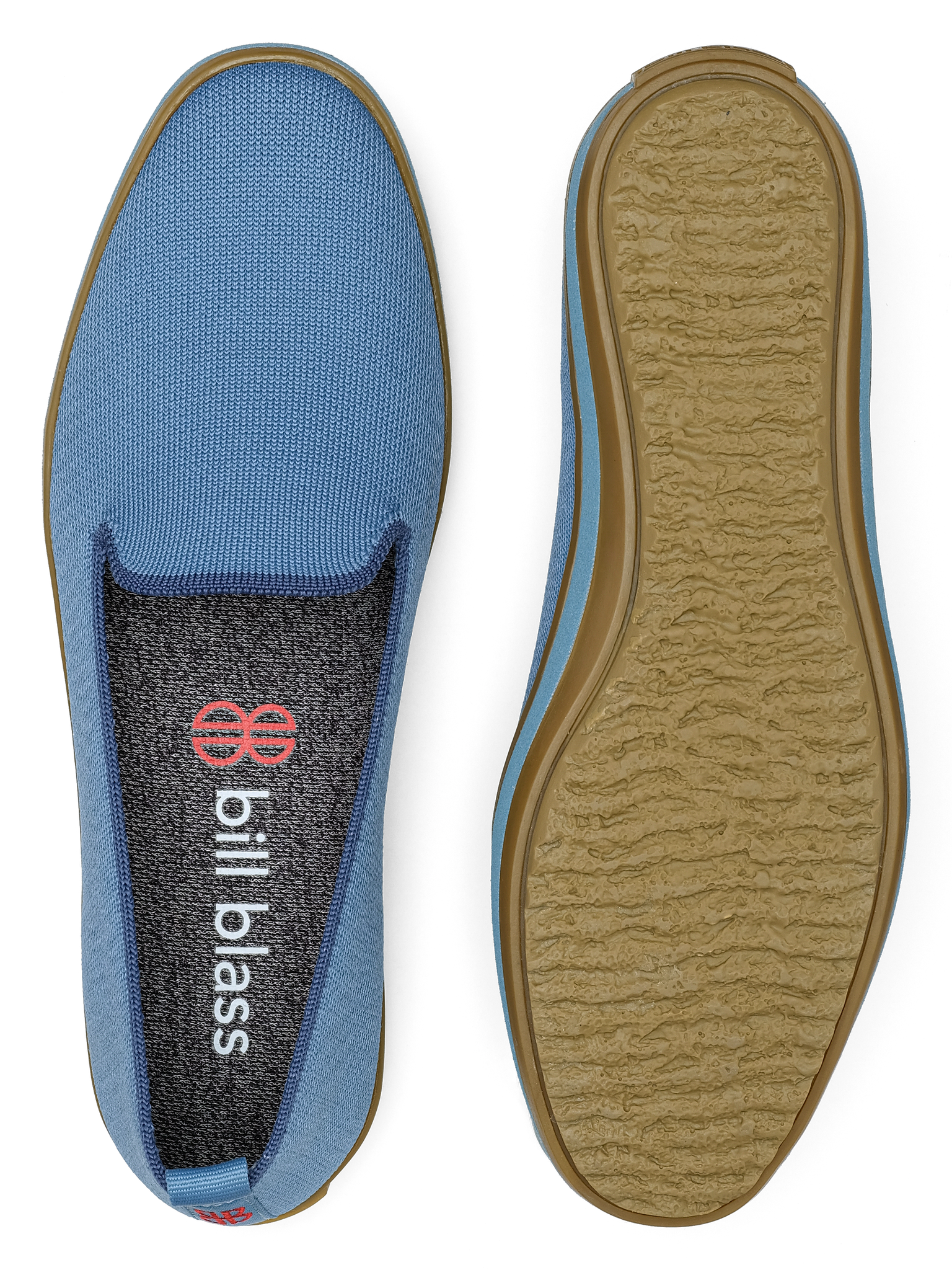 Sutton Knit Slip On and sole seen from above - Niagara Blue