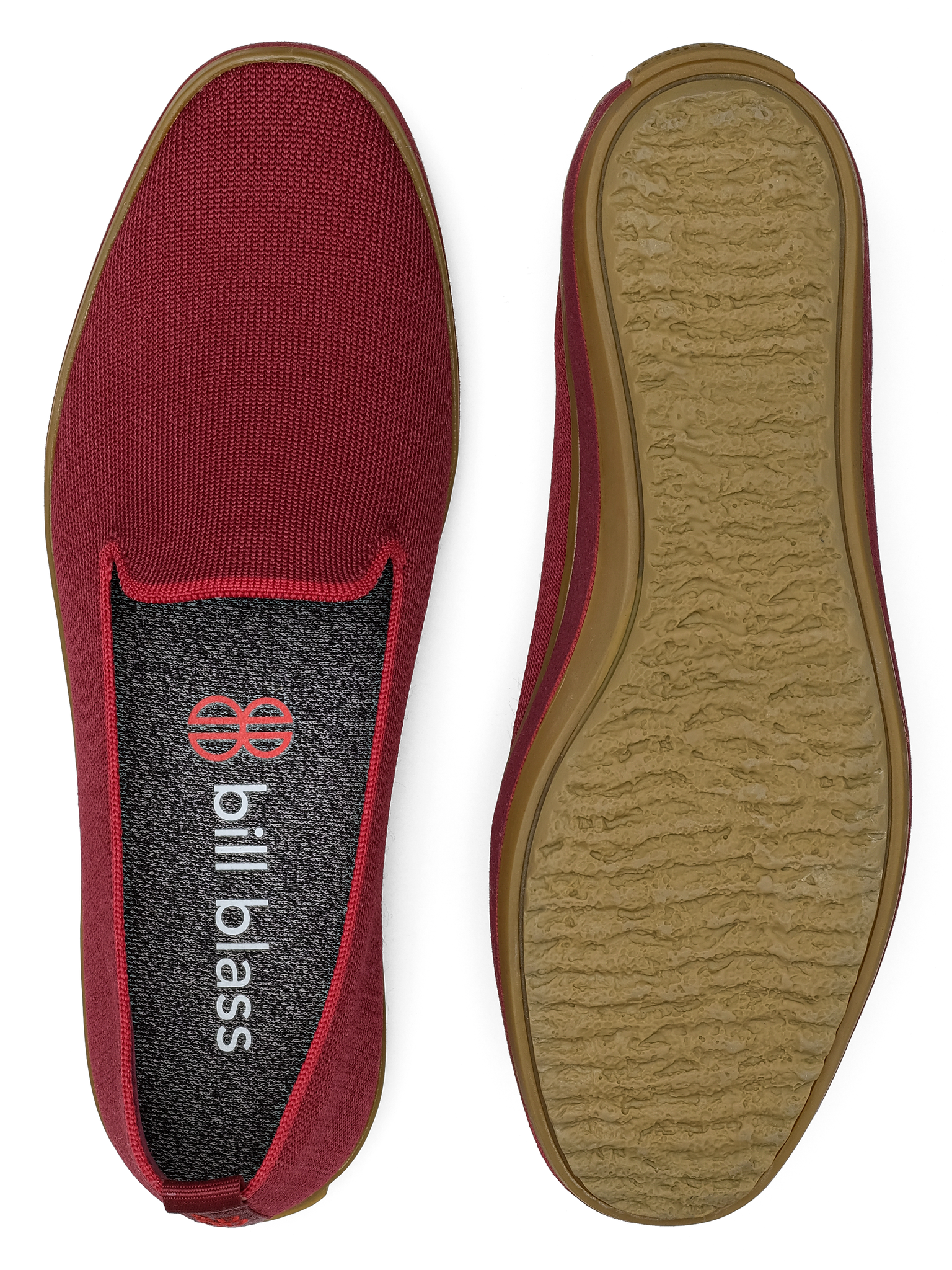 Sutton Knit Slip On and sole seen from above - Carmine