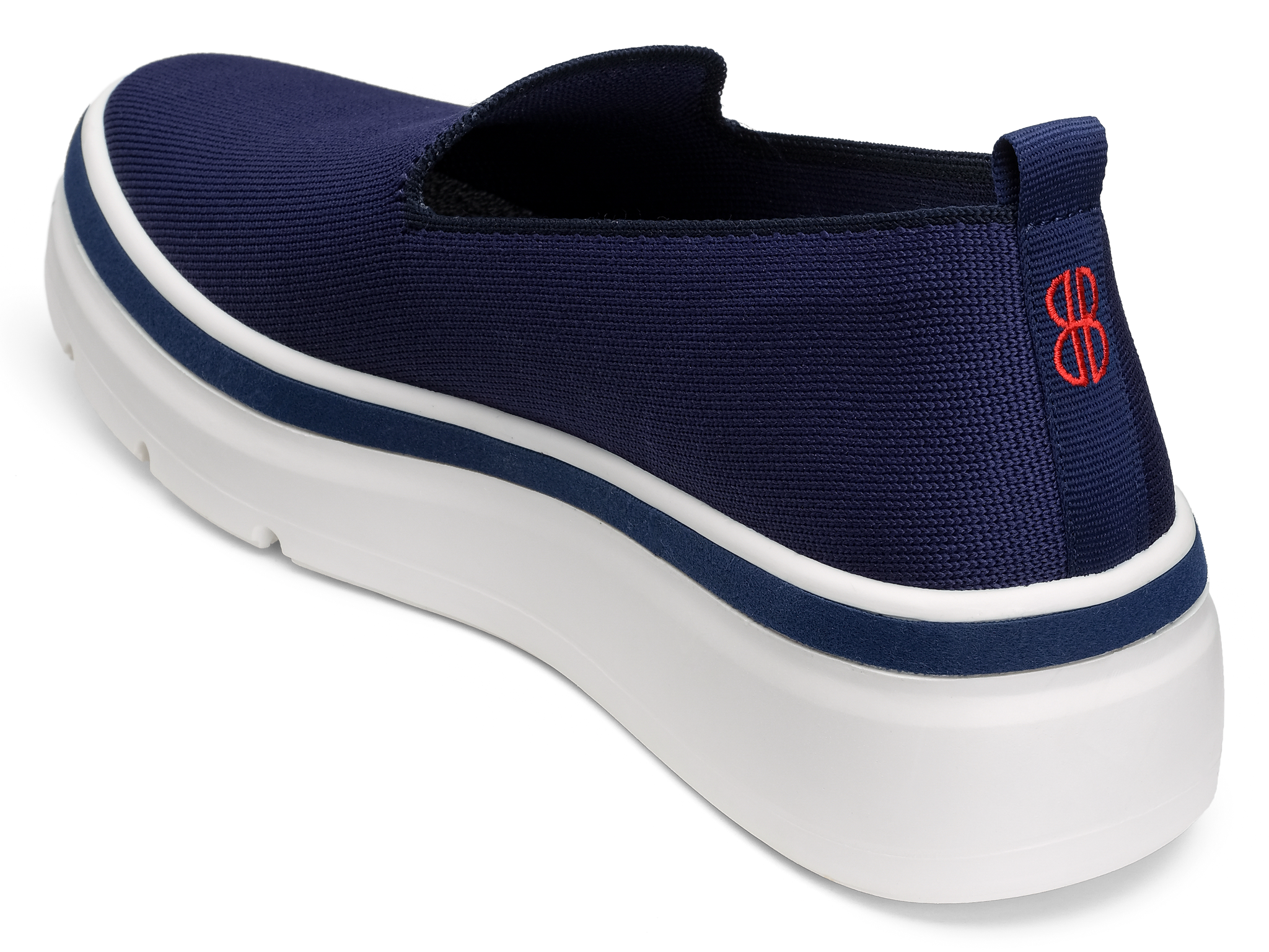 Sutton Knit Sneaker seen from behind - Navy