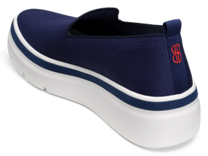 Sutton Knit Sneaker seen from behind - Navy