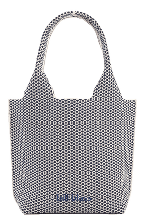 Sutton City Tote - Navy Diamond Monogram / Detachable Metal Chain - Medium