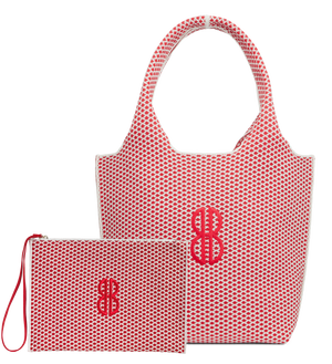 Sutton City Tote - Red Diamond / Detachable Metal Chain seen from the other front