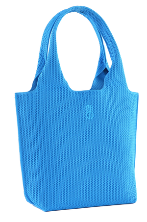 Sutton City Tote - Blue Stripe seen from the side