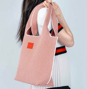 Red Diamond Tote draped the shoulder